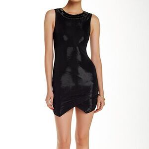 Astr Black Sequin Asymmetrical Mini Dress